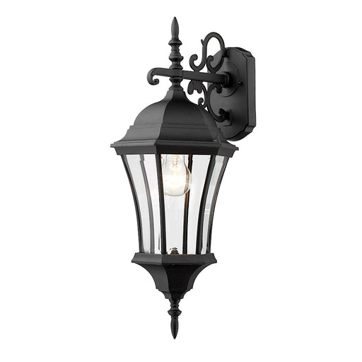 Z-Lite Wakefield Outdoor Wall Light, 10x9.5x24", Black, Clear Beveled - 522M-BK
