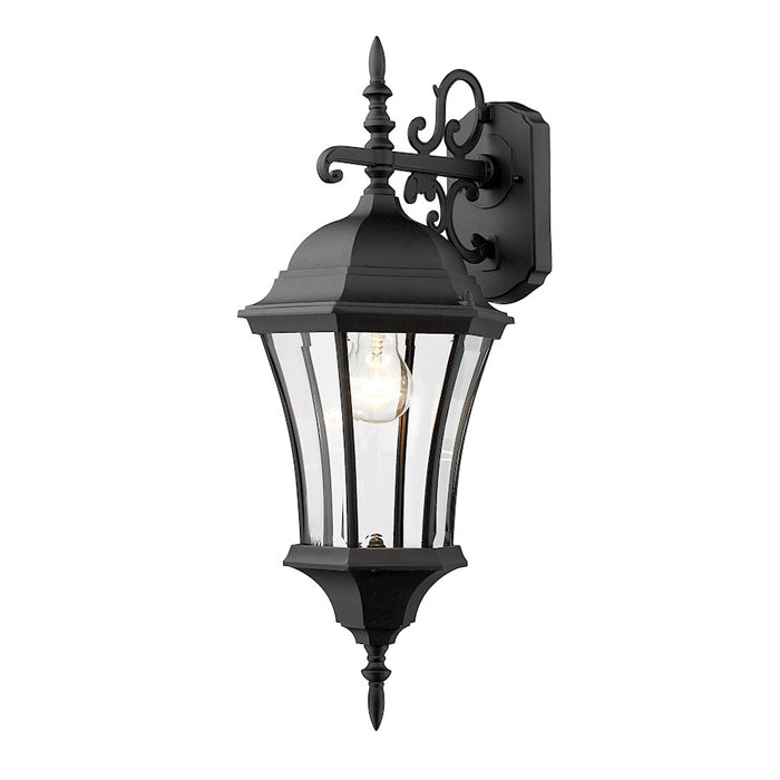 Z-Lite Wakefield Outdoor Wall Light, 10x9.5x24", Black, Clear Beveled - 522M-BK