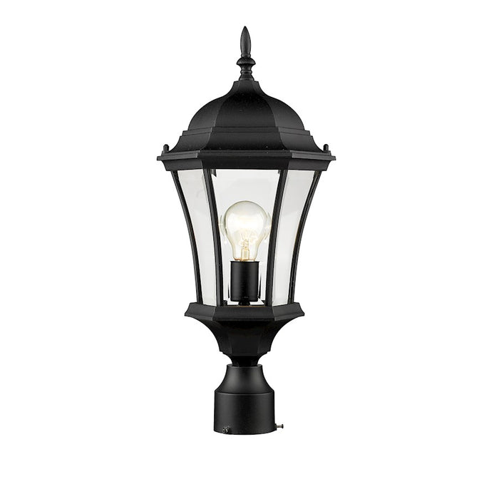 Z-Lite Wakefield Outdoor Post Light, 9.5x22", Black, Clear Beveled - 522PHM-BK