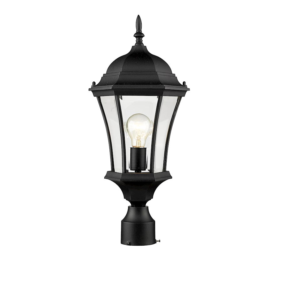 Z-Lite Wakefield Outdoor Post Light, 9.5x22", Black, Clear Beveled - 522PHM-BK
