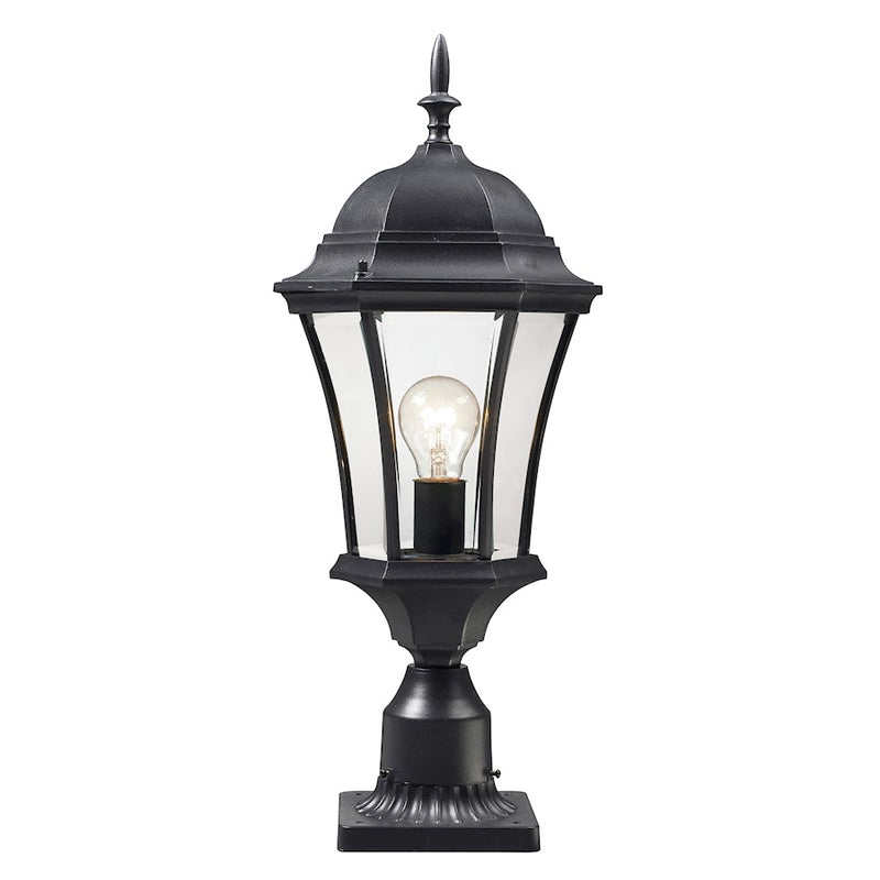 Z-Lite Wakefield Outdoor Post Light 9.5x24", Black, Clear Beveled - 522PHM-BK-PM