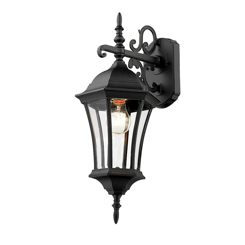 Z-Lite Wakefield Outdoor Wall Light, 8 x 8 x 21.75", Black/Clear Beveled