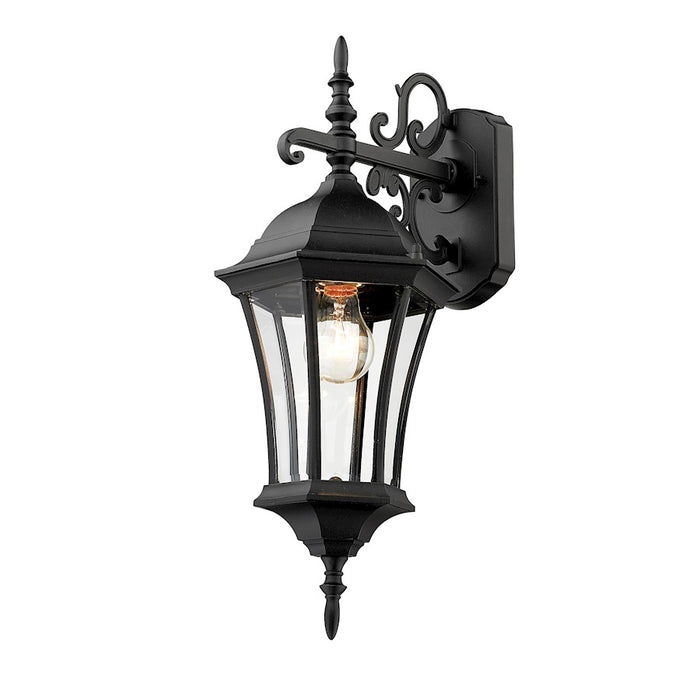 Z-Lite Wakefield Outdoor Wall Light, 8 x 8 x 21.75", Black/Clear Beveled