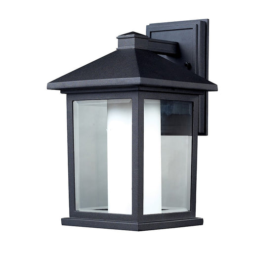 Z-Lite Mesa Outdoor Wall Light 9x8x14", Black, Clear Beveled Out/Opal In - 523M