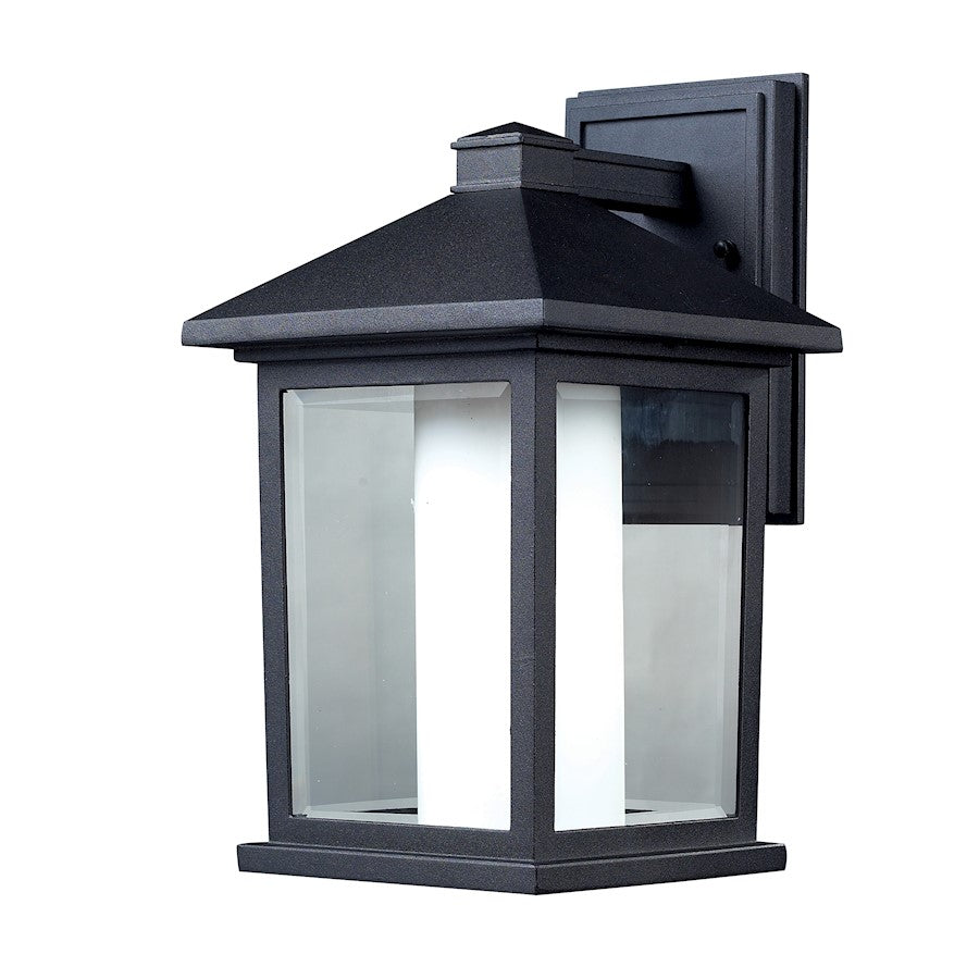 Z-Lite Mesa Outdoor Wall Light 9x8x14", Black, Clear Beveled Out/Opal In - 523M