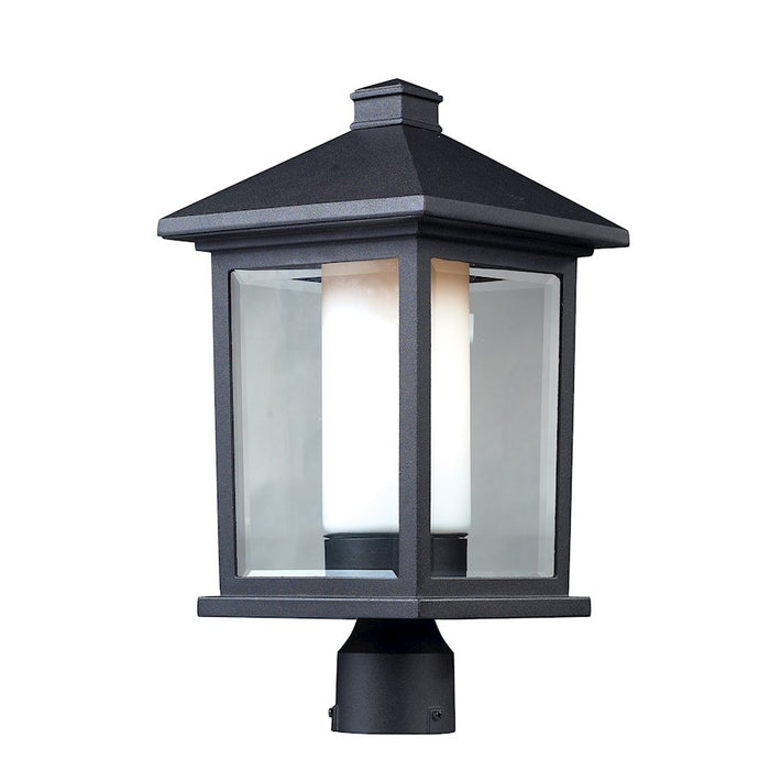 Z-Lite Mesa Outdoor Post Light 9.5x18.5", Black, Clear Bevel Out/Opal In - 523PHB