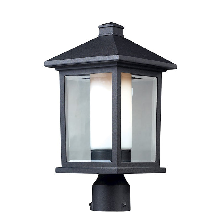 Z-Lite Mesa Outdoor Post Light 8x16", Black, Clear Beveled Out/Opal In - 523PHM