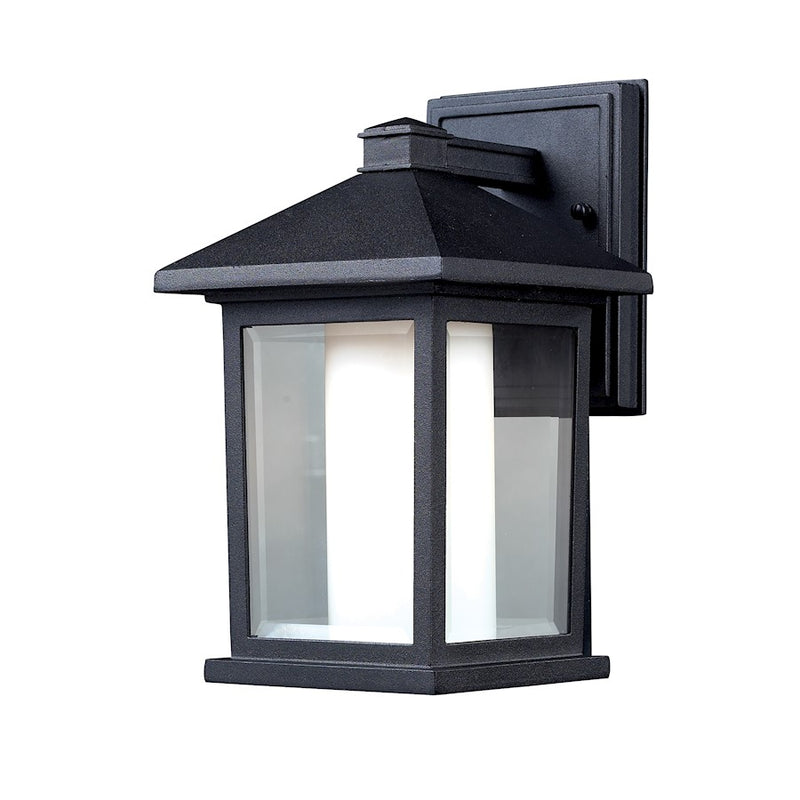 Z-Lite Mesa Outdoor Wall Light 7.125x6x10.5", Black, Clear Bevel Out/Opal In - 523S