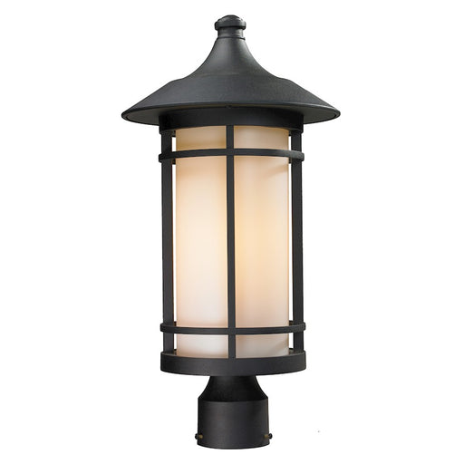 Z-Lite Woodland Outdoor Post Light, 10x20.625", Black, Matte Opal - 527PHB-BK