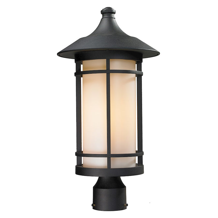 Z-Lite Woodland Outdoor Post Light, 10x20.625", Black, Matte Opal - 527PHB-BK