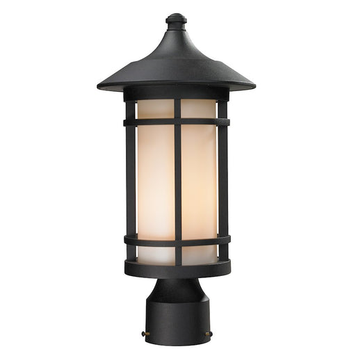 Z-Lite Woodland Outdoor Post Light, 8.125x16.625", Black, Matte Opal - 527PHM-BK