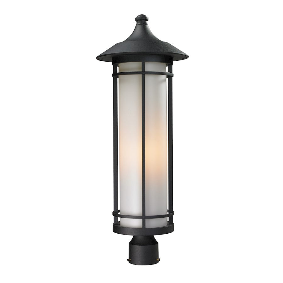 Z-Lite Woodland Outdoor Post Light, 10x28", Black, Matte Opal - 529PHB-BK