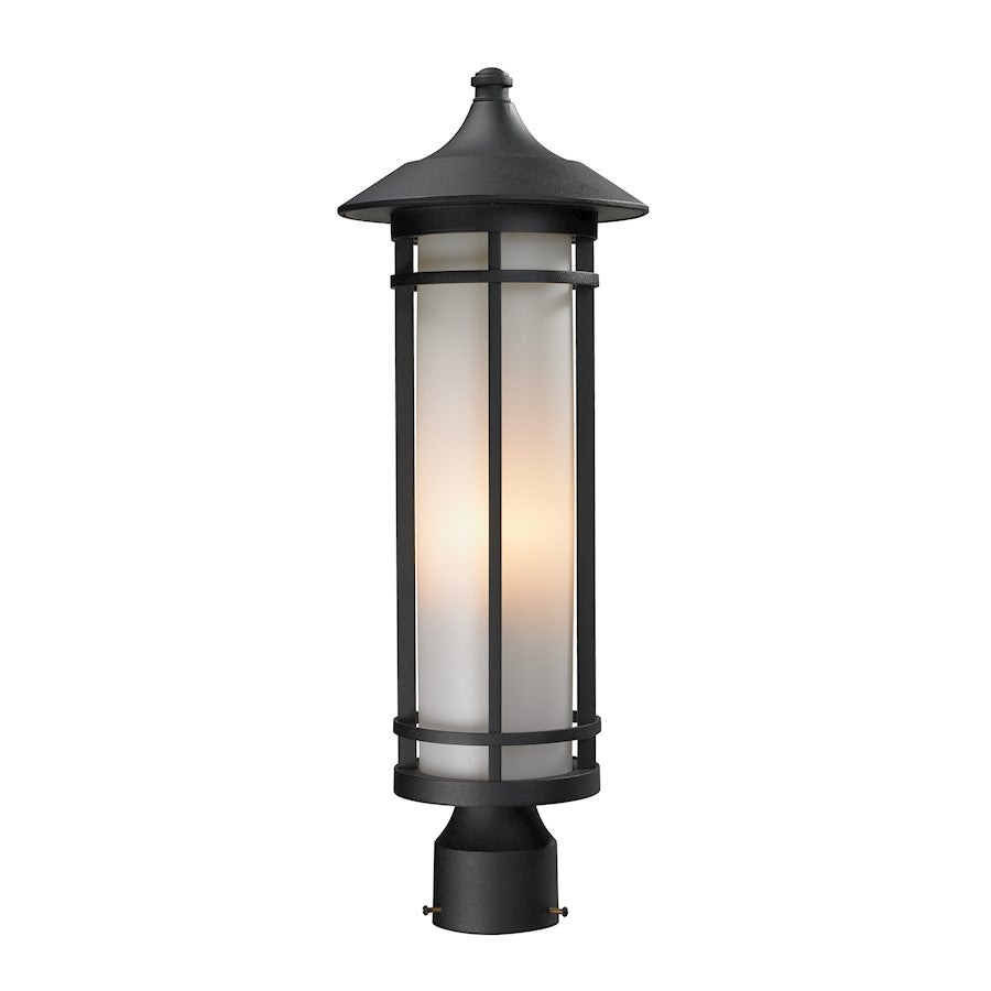Z-Lite Woodland Outdoor Post Light, 8.125x22.25", Black, Matte Opal - 529PHM-BK