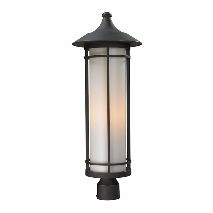 Z-Lite Woodland Outdoor Post Light, 10x28", Oil Rubbed Bronze, Opal - 530PHB-ORB