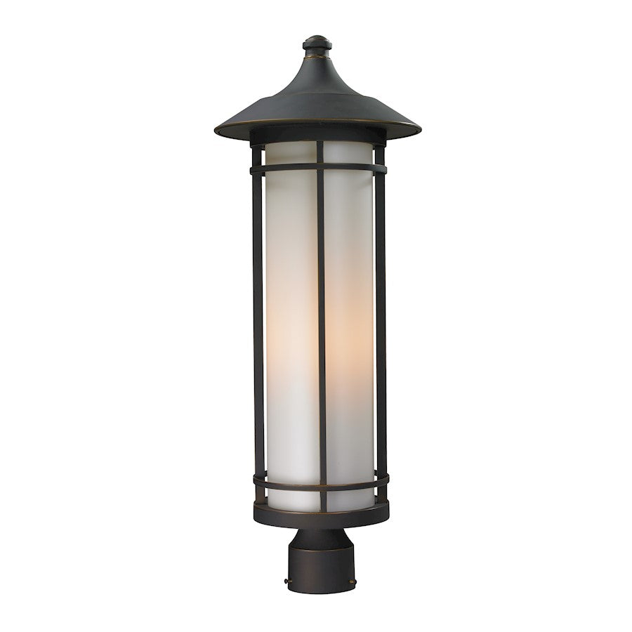Z-Lite Woodland Outdoor Post Light, 10x28", Oil Rubbed Bronze, Opal - 530PHB-ORB