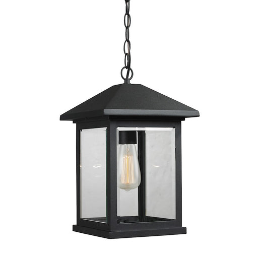 Z-Lite Portland 1 Light Outdoor Chain Light, 9.5x15.25", Black, Clear Bevel - 531CHB-BK