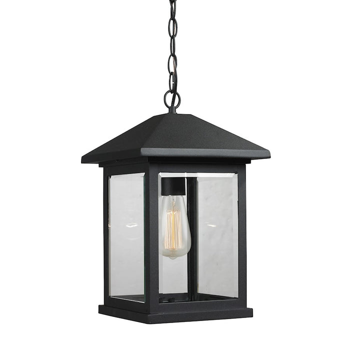 Z-Lite Portland 1 Light Outdoor Chain Light, 9.5x15.25", Black, Clear Bevel - 531CHB-BK