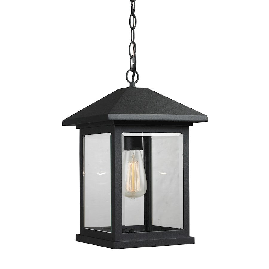 Z-Lite Portland 1 Light Outdoor Chain Light, 9.5x15.25", Black, Clear Bevel - 531CHB-BK