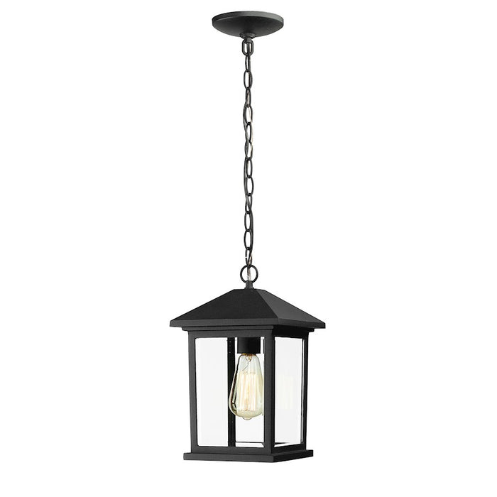 Z-Lite Portland 1 Light Outdoor Chain Light, 8x13.5", Black, Clear Bevel - 531CHM-BK