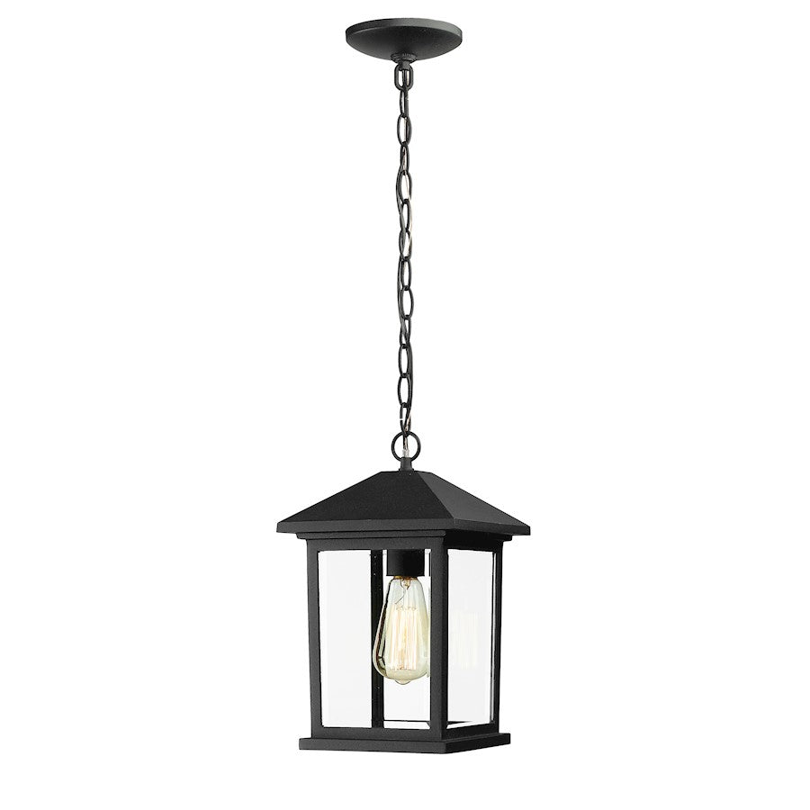Z-Lite Portland 1 Light Outdoor Chain Light, 8x13.5", Black, Clear Bevel - 531CHM-BK