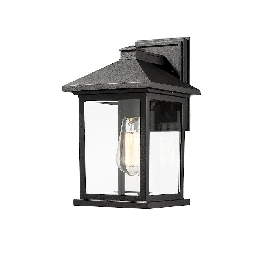 Z-Lite Portland 1 Light Outdoor Wall Light 9.125x8x14", Black, Clear Bevel - 531M-BK