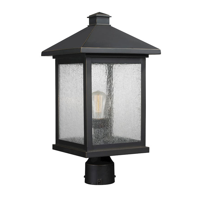 Z-Lite Portland 1 Light Post Mount, 9.5x18.5", Oil Bronze, Clear Seed - 531PHBR-ORB