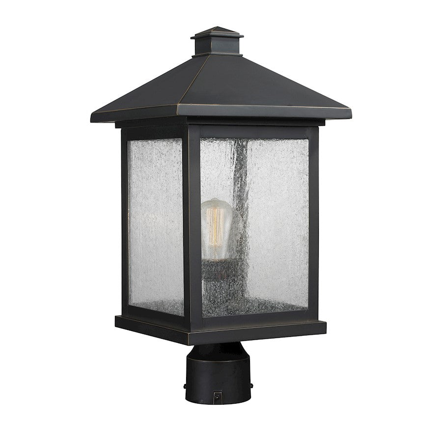 Z-Lite Portland 1 Light Post Mount, 9.5x18.5", Oil Bronze, Clear Seed - 531PHBR-ORB