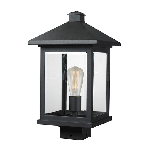 Z-Lite Portland 1 Light Post Mount, 9.5x17", Black, Clear Beveled - 531PHBS-BK