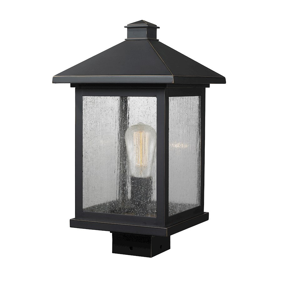 Z-Lite Portland 1 Light Post Mount, 9.5x17", Oil Bronze, Clear Seedy - 531PHBS-ORB