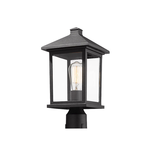 Z-Lite Portland 1 Light Post Mount Light, 8x16", Black, Clear Beveled - 531PHMR-BK
