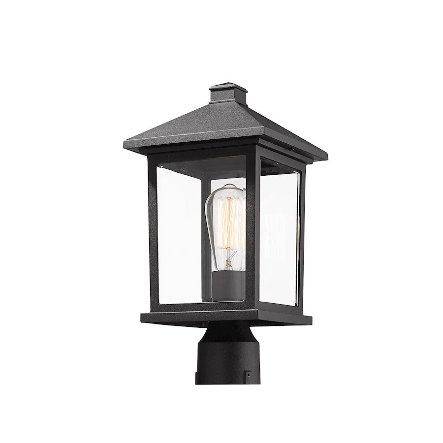 Z-Lite Portland 1 Light Post Mount Light, 8x16", Black, Clear Beveled - 531PHMR-BK