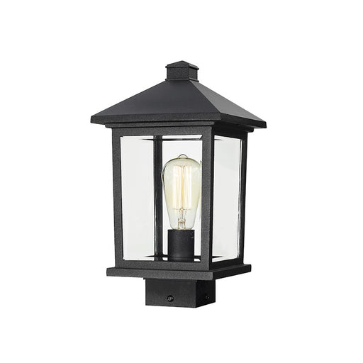Z-Lite Portland 1 Light Post Mount, 8x14.375", Black, Clear Beveled - 531PHMS-BK