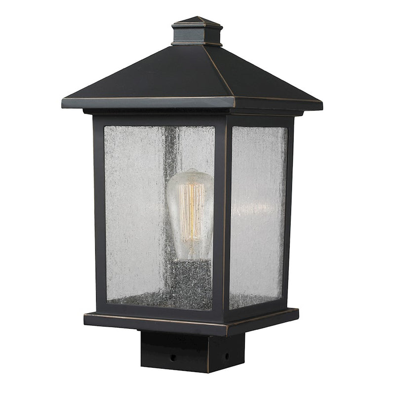 Z-Lite Portland 1 Light Post Mount, 8x14.375", Oil Bronze, Clear Seed - 531PHMS-ORB