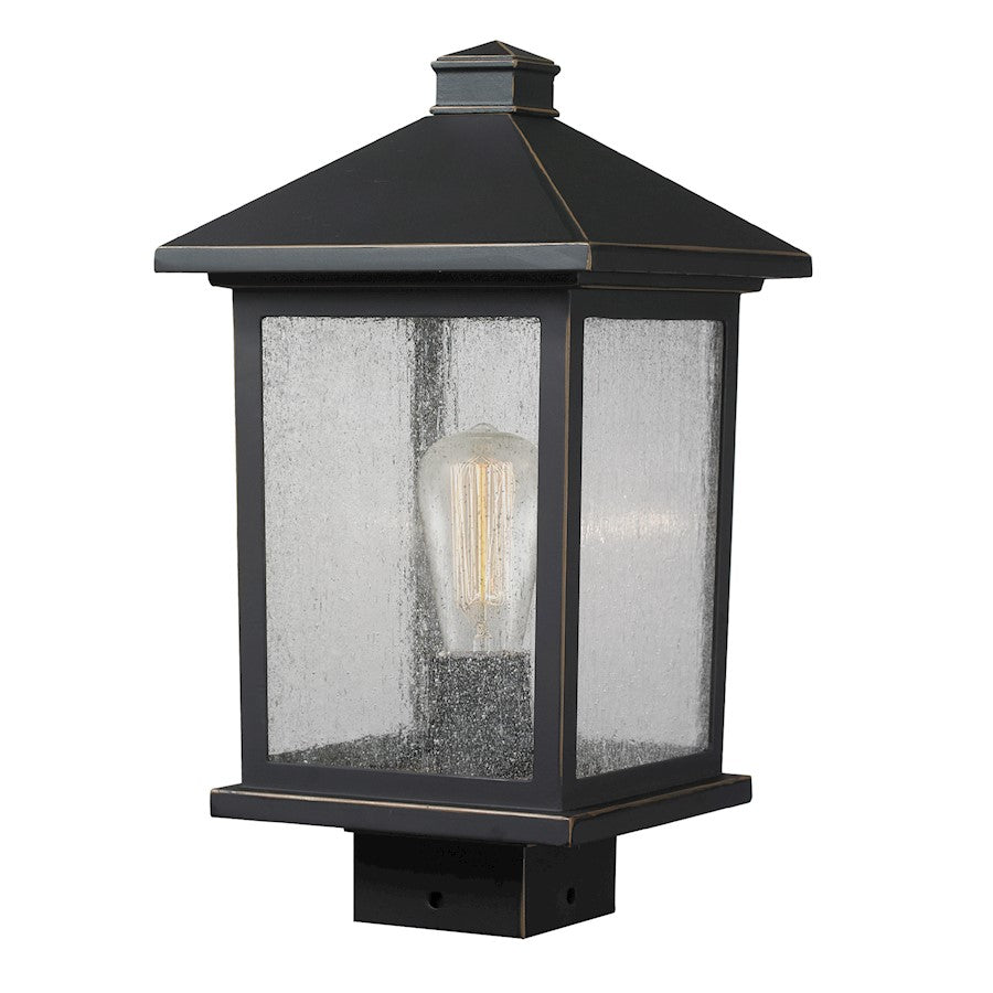 Z-Lite Portland 1 Light Post Mount, 8x14.375", Oil Bronze, Clear Seed - 531PHMS-ORB