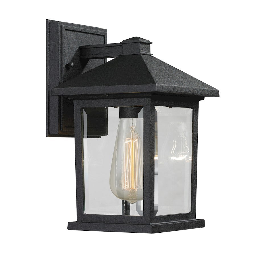 Z-Lite Portland 1 Light Outdoor Wall Light 7.125x6x10.25", Black, Clear Bevel - 531S-BK