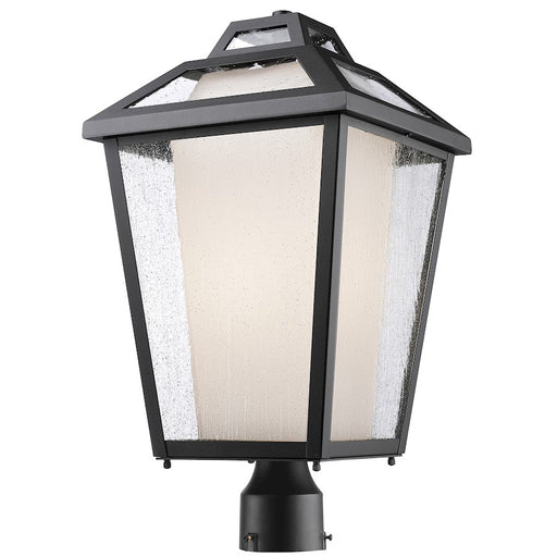 Z-Lite Memphis Outdr 1 Light Post Mt, 11x11x19", Black, Clear Seed/Opal - 532PHBR-BK
