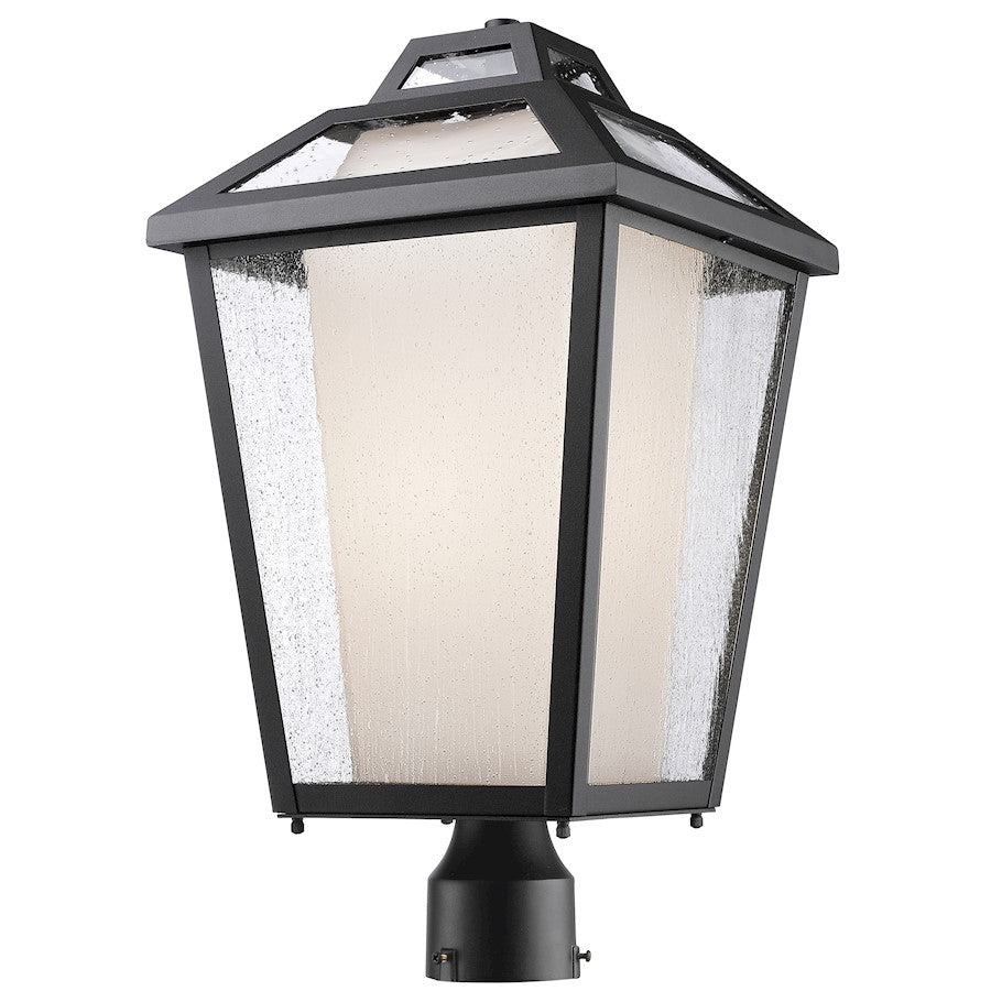 Z-Lite Memphis Outdr 1 Light Post Mt, 11x11x19", Black, Clear Seed/Opal - 532PHBR-BK