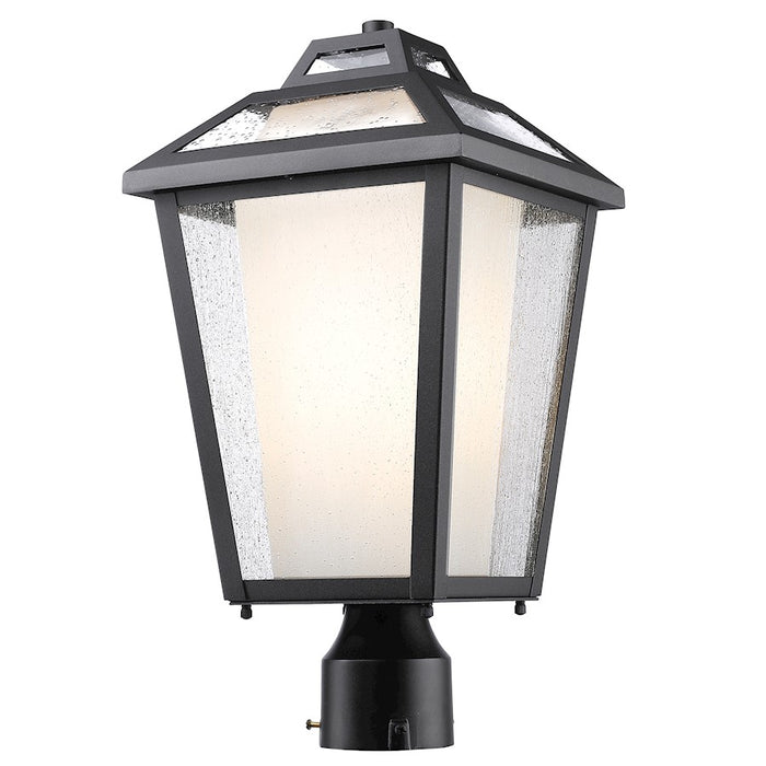 Z-Lite Memphis Outdr 1 Light Post Mt, 9x9x17.5", Black, Clear Seed/Opal - 532PHMR-BK