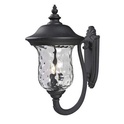 Z-Lite Armstrong Outdr Wall Light 16x12.375x24.25", Black, Clear Waterglass - 533B-BK