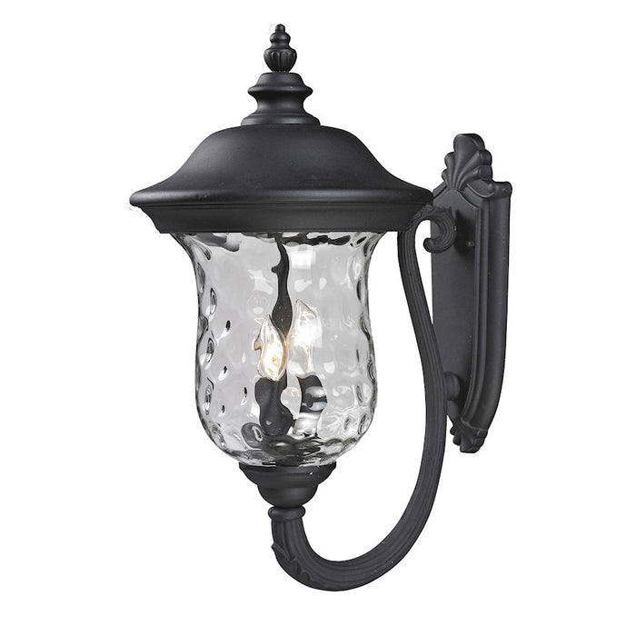 Z-Lite Armstrong Outdr Wall Light 16x12.375x24.25", Black, Clear Waterglass - 533B-BK