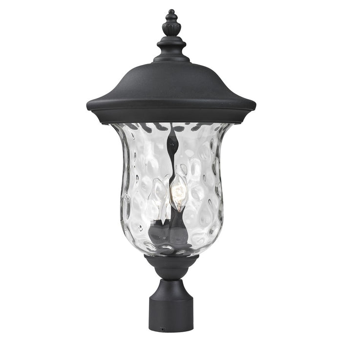 Z-Lite Armstrong Outdoor Post Light 12.375x23.5", Black, Clear Waterglass - 533PHB-BK