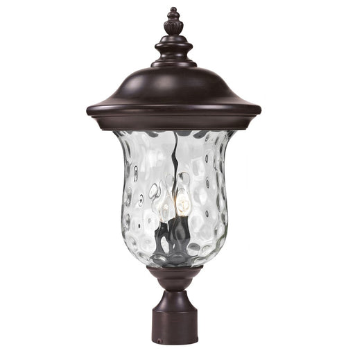 Z-Lite Armstrong Outdr Post Light 12.375x23.5", Bronze, Clear Waterglass - 533PHB-RBRZ