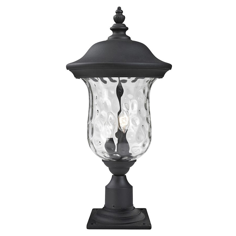 Z-Lite Armstrong Outdoor Post Mt, 10x23", Black, Clear Waterglass - 533PHM-533PM-BK