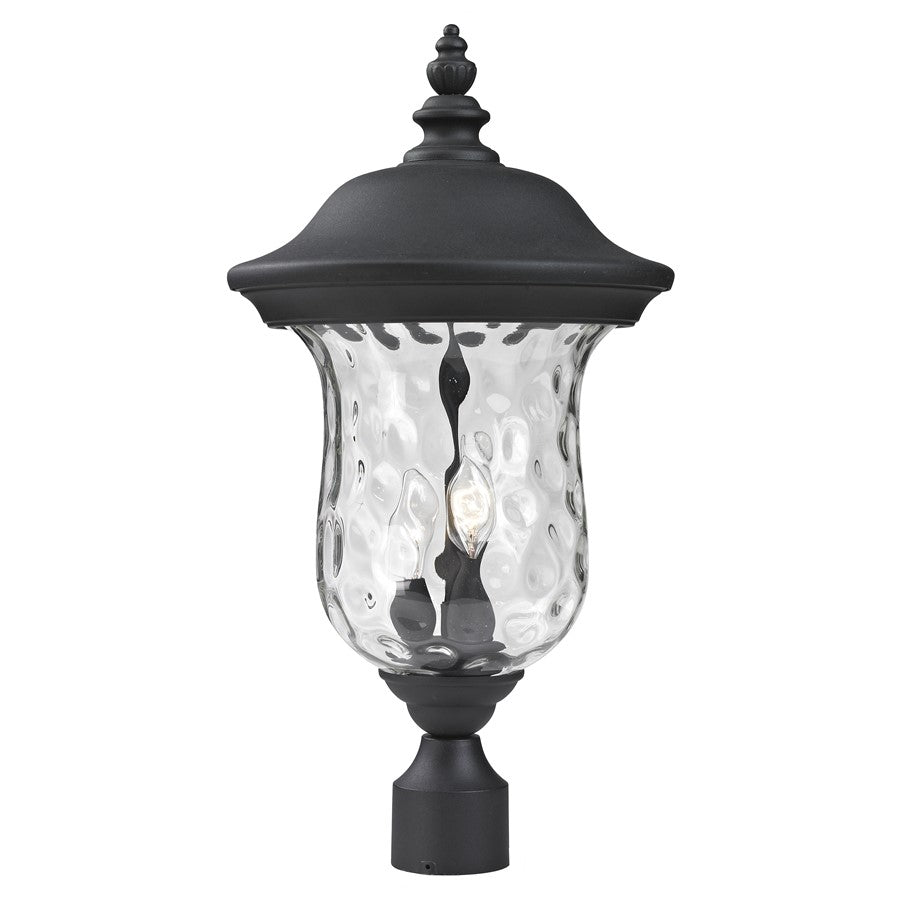 Z-Lite Armstrong Outdoor Post Light, 10x21", Black, Clear Waterglass - 533PHM-BK