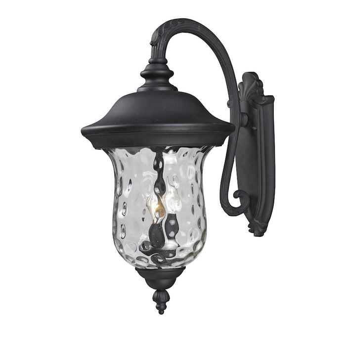 Z-Lite Armstrong Outdr Wall Light 16x12.375x24.25", Black, Clear Waterglass - 534B-BK