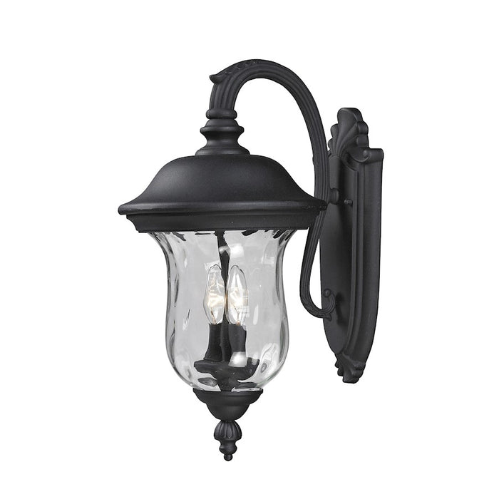 Z-Lite Armstrong Outdoor Wall Light 12.8x10x19.5", Black, Clear Waterglass - 534M-BK