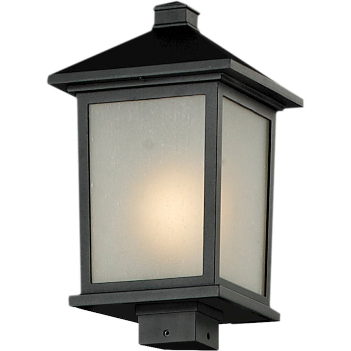 Z-Lite Holbrook Outdoor Post Light, 9.5x17", Black, White Seedy - 537PHB-BK