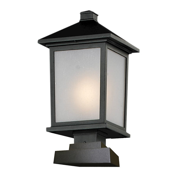 Z-Lite Holbrook Outdoor Post Light 9.5x19.5", Black, White Seedy - 537PHB-SQPM-BK