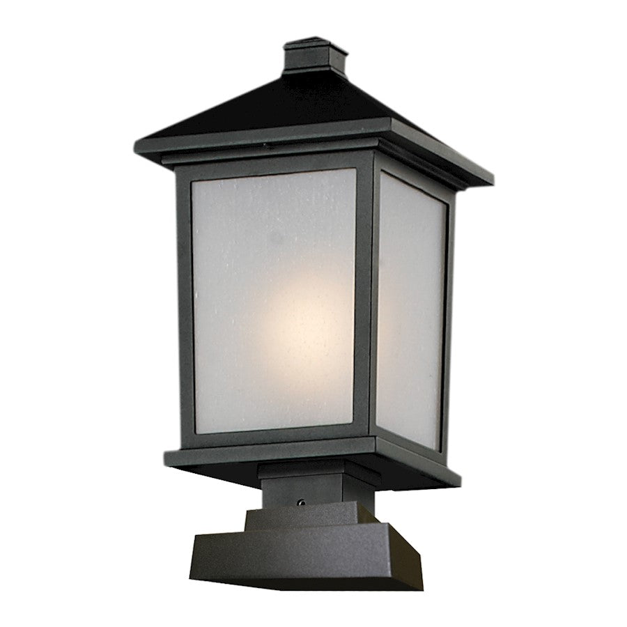 Z-Lite Holbrook Outdoor Post Light 9.5x19.5", Black, White Seedy - 537PHB-SQPM-BK