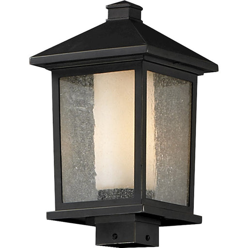 Z-Lite Mesa Outdoor Post Light 9.5x17", Bronze, Clear Seed Out/Opal In - 538PHB-ORB